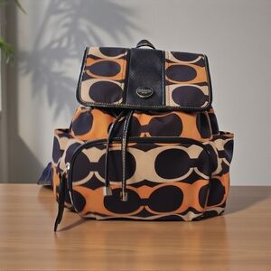 Sold Coach Signature Orange and Black Backpack